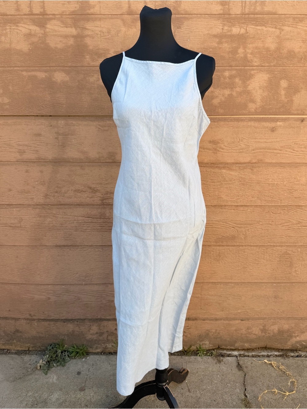 James Perse Pale Blue Linen Midi Slip Dress